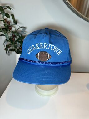 Vintage 80s Quakertown Football Panthers Rope Hat Blue Snapback Trucker Cap